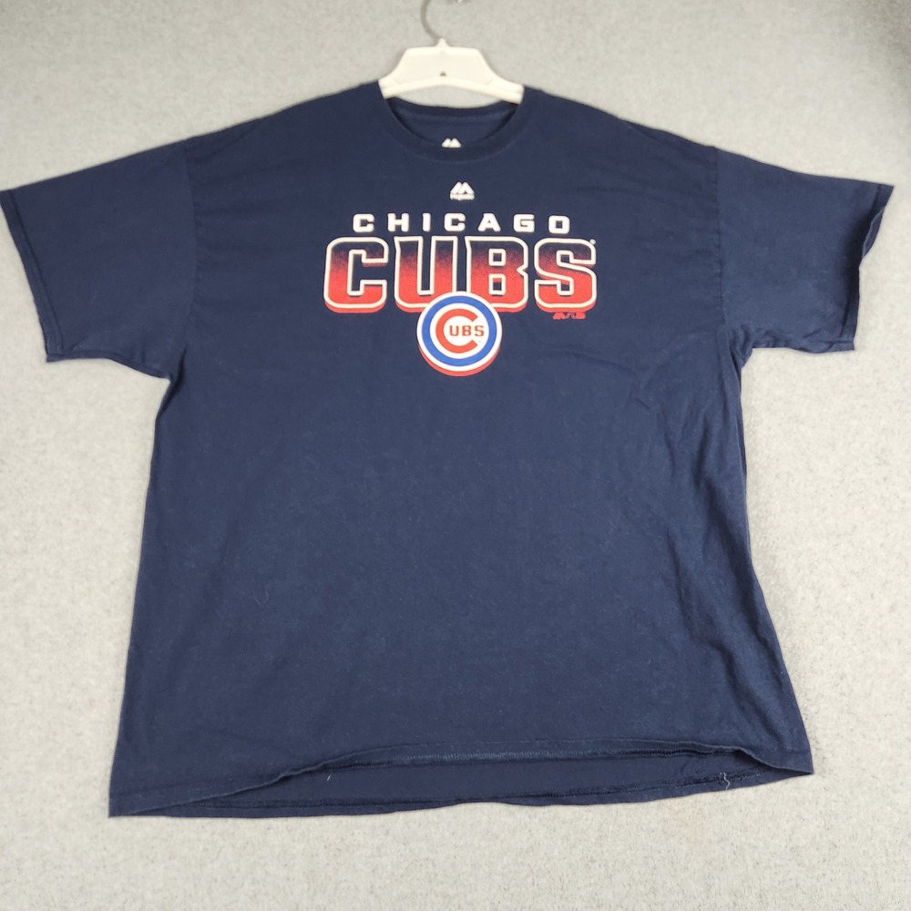 Chicago Cubs T-Shirt Men's 2XL Navy Blue Graphic Majestic MLB Baseball Sports